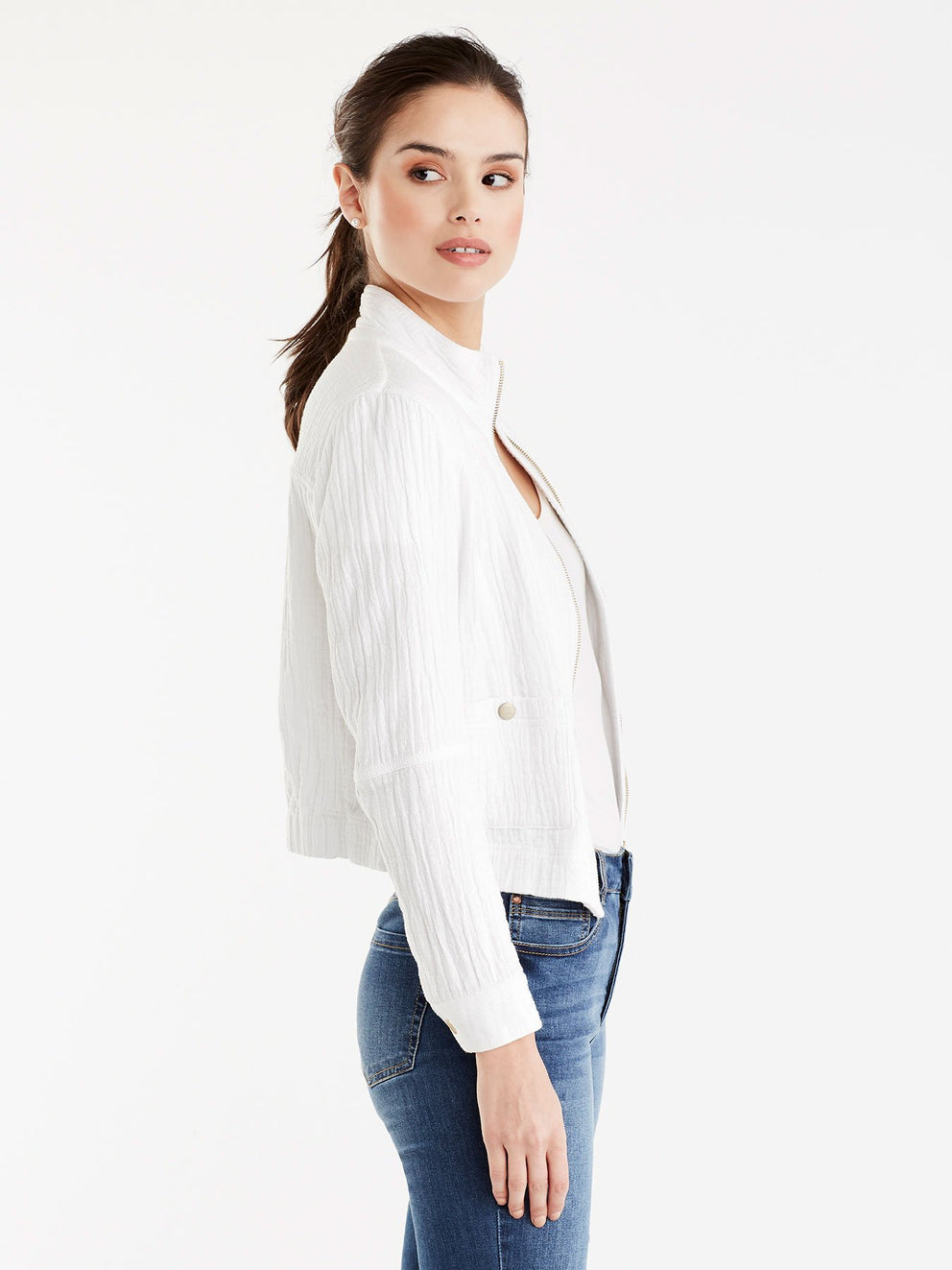 Zip Front Moto Jacket Color White