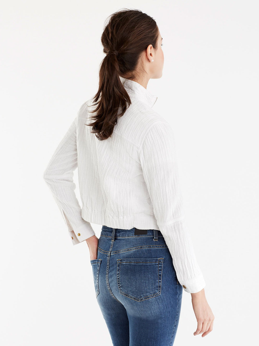 Zip Front Moto Jacket Color White