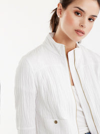 Zip Front Moto Jacket Color White