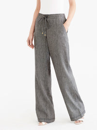 Drawstring Wide Leg Pants Color Black