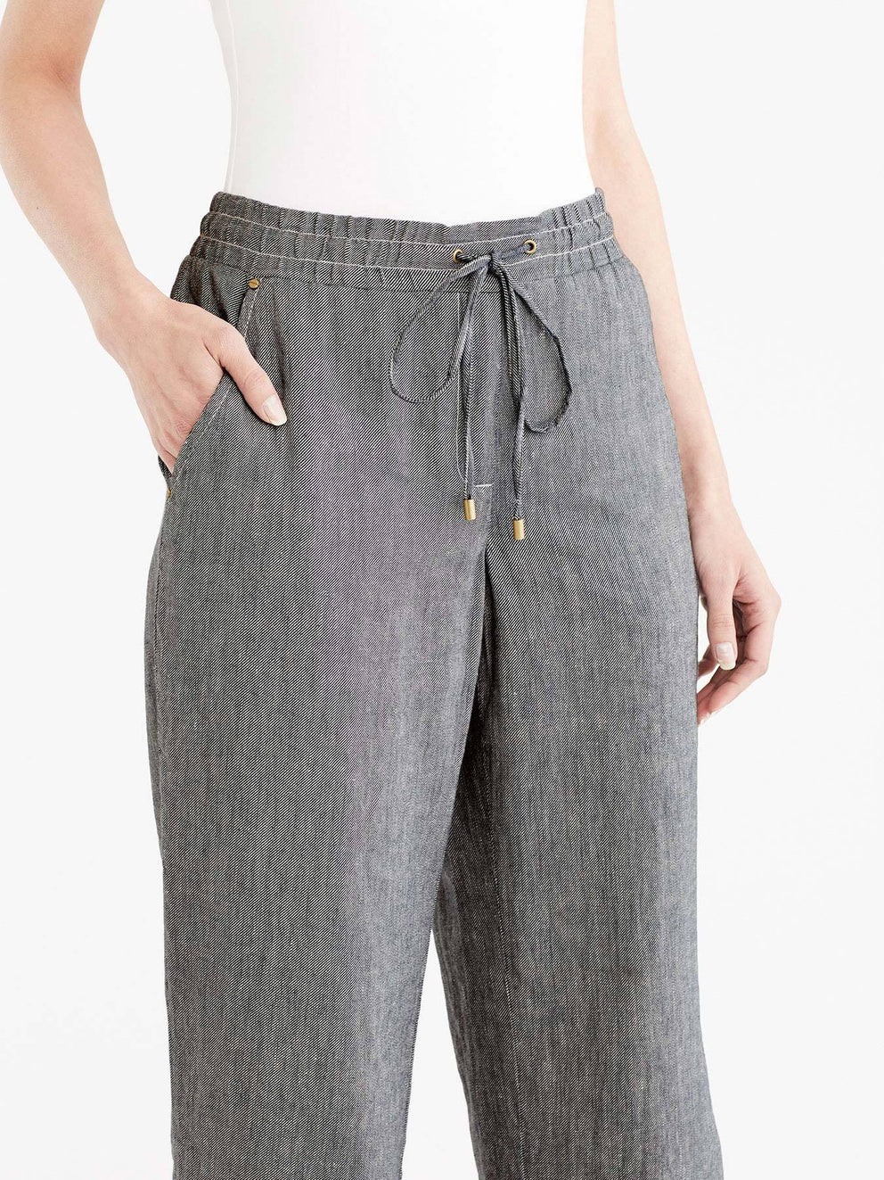 Drawstring Wide Leg Pants Color Black