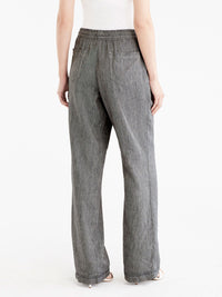 Drawstring Wide Leg Pants Color Black
