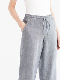 Drawstring Wide Leg Pants Color Dark Indigo