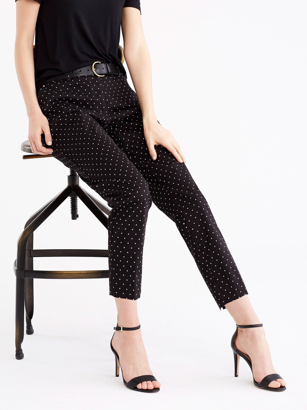 Grace Back Slit Ankle Pant Color Black Dot Combo