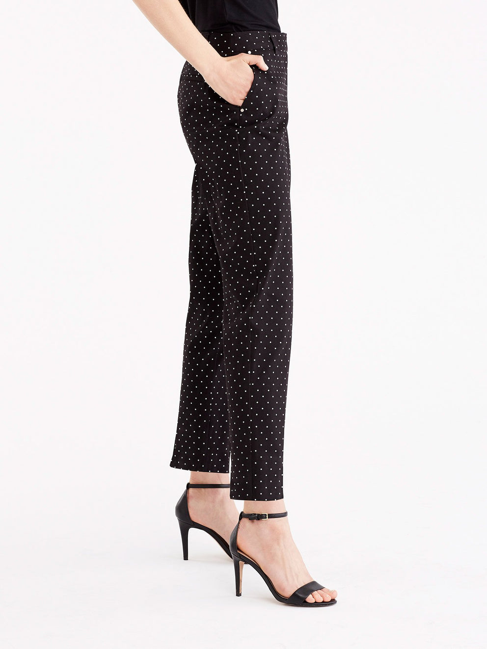 Grace Back Slit Ankle Pant Color Black Dot Combo