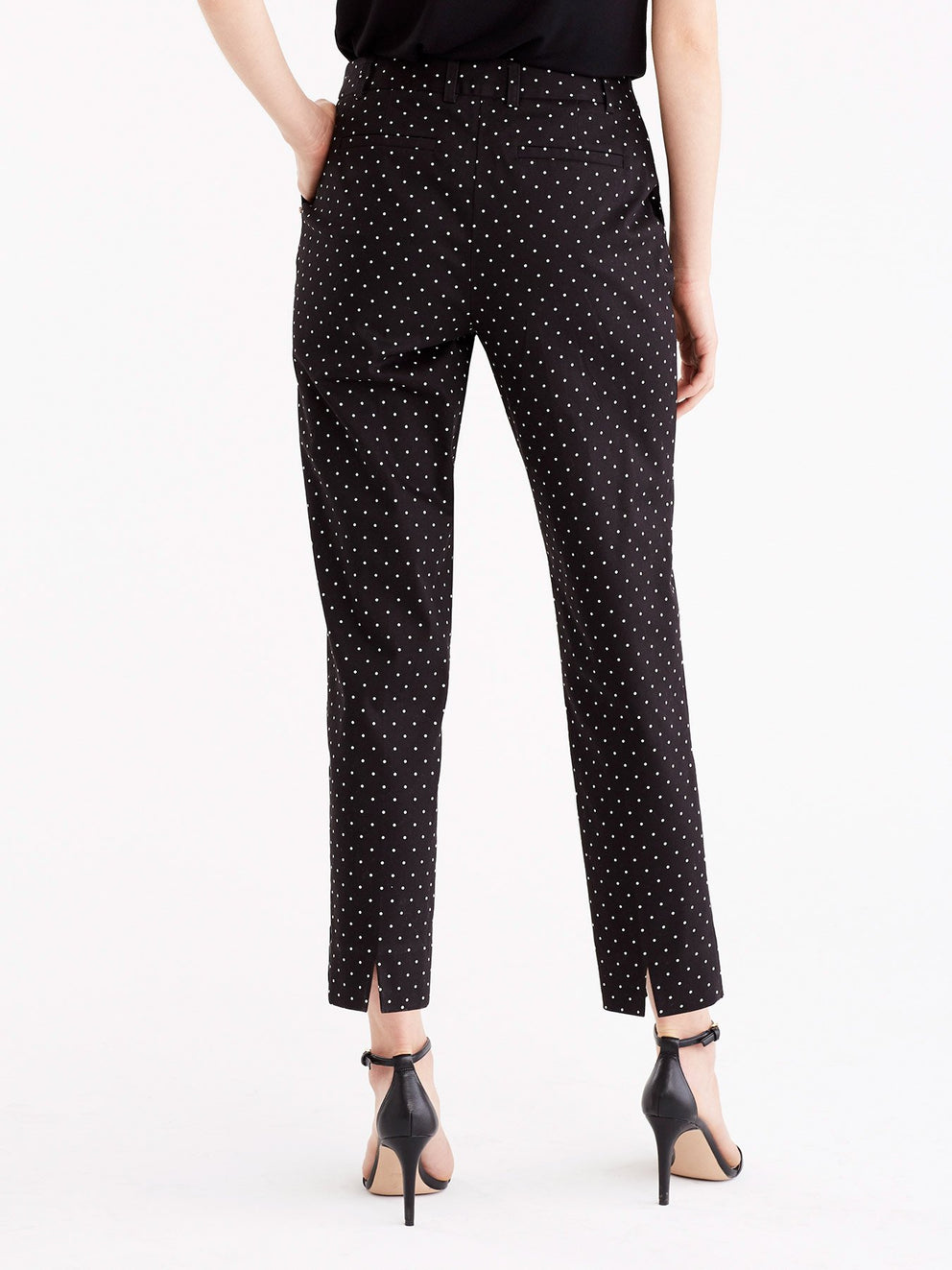 Grace Back Slit Ankle Pant Color Black Dot Combo