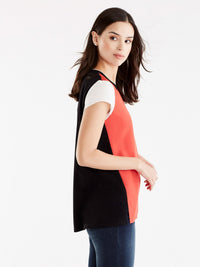 Ribbed Neck Colorblock Tee Color Persimmon
