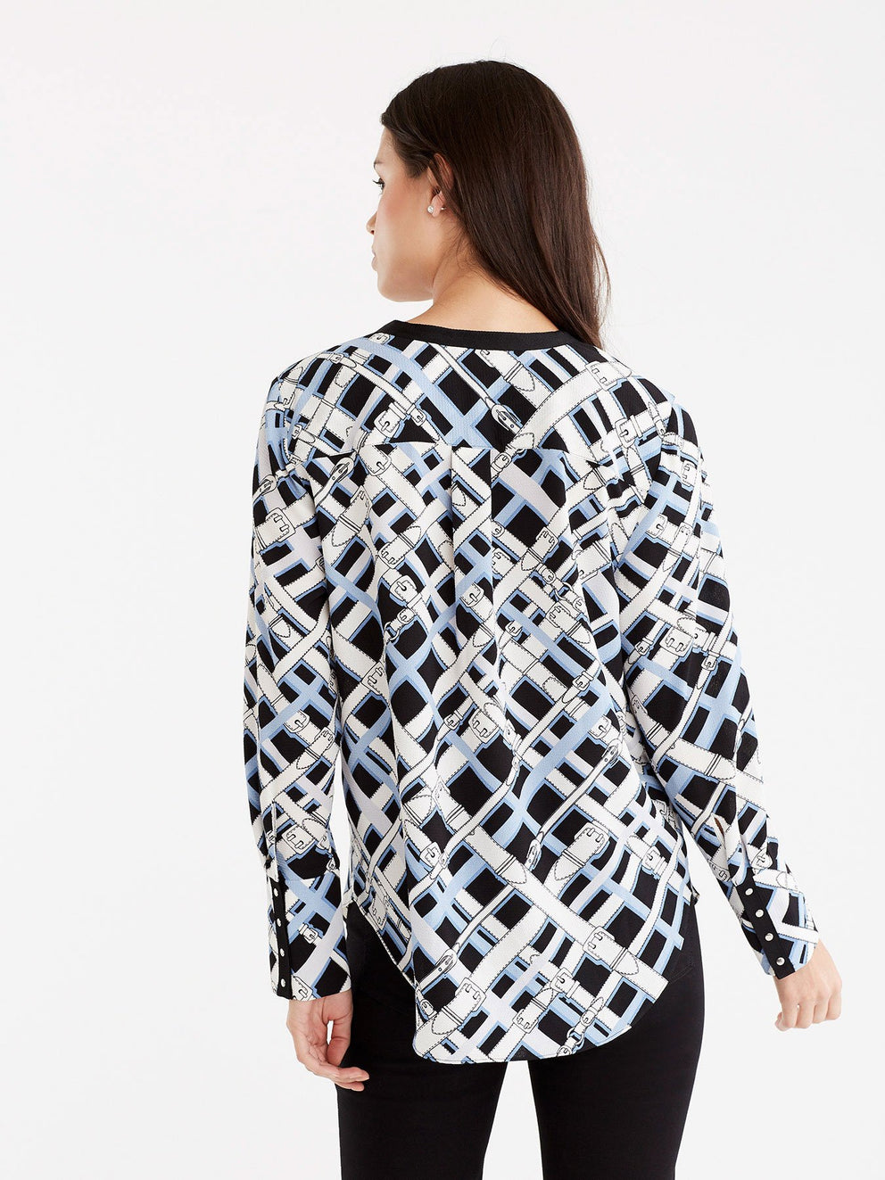 Belt Print Blouse Color Celestial Combo