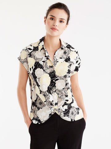 Floral Draped Hem Shirt