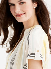 High-Low Roll-Tab Shirt Color Canary