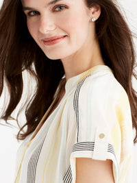 High-Low Roll-Tab Shirt Color Canary
