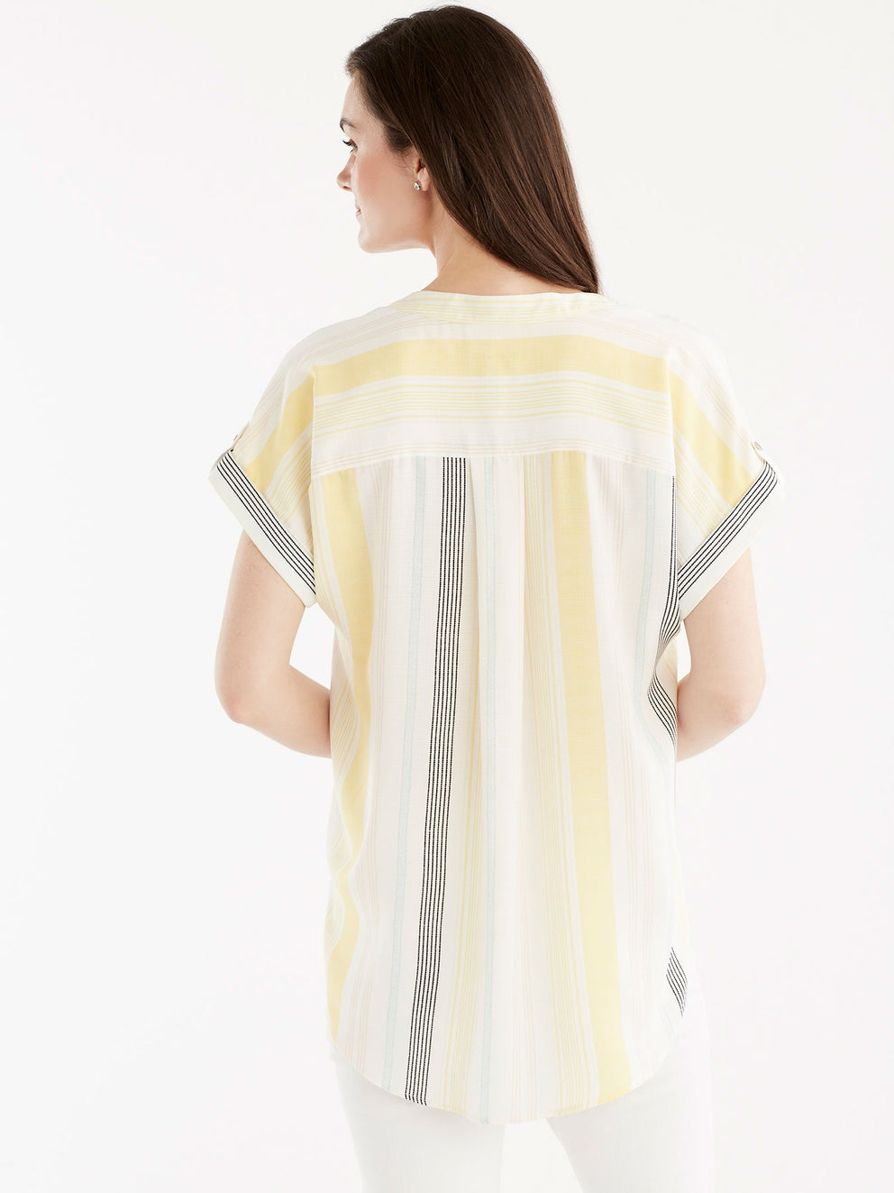 High-Low Roll-Tab Shirt Color Canary