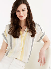 High-Low Roll-Tab Shirt Color Canary