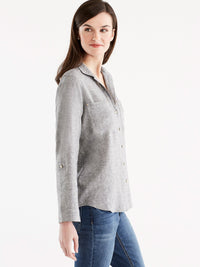 Stand Collar Shirt Color Indigo