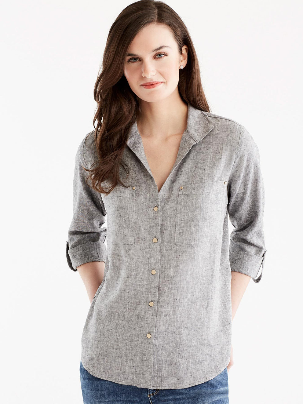 Stand Collar Shirt Color Indigo