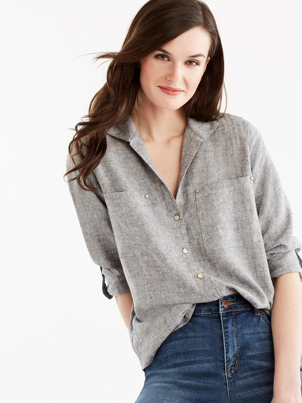 Stand Collar Shirt Color Indigo