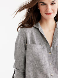 Stand Collar Shirt Color Indigo