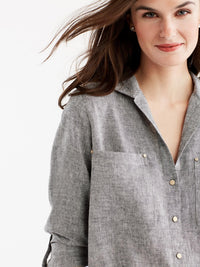 Stand Collar Shirt Color Indigo