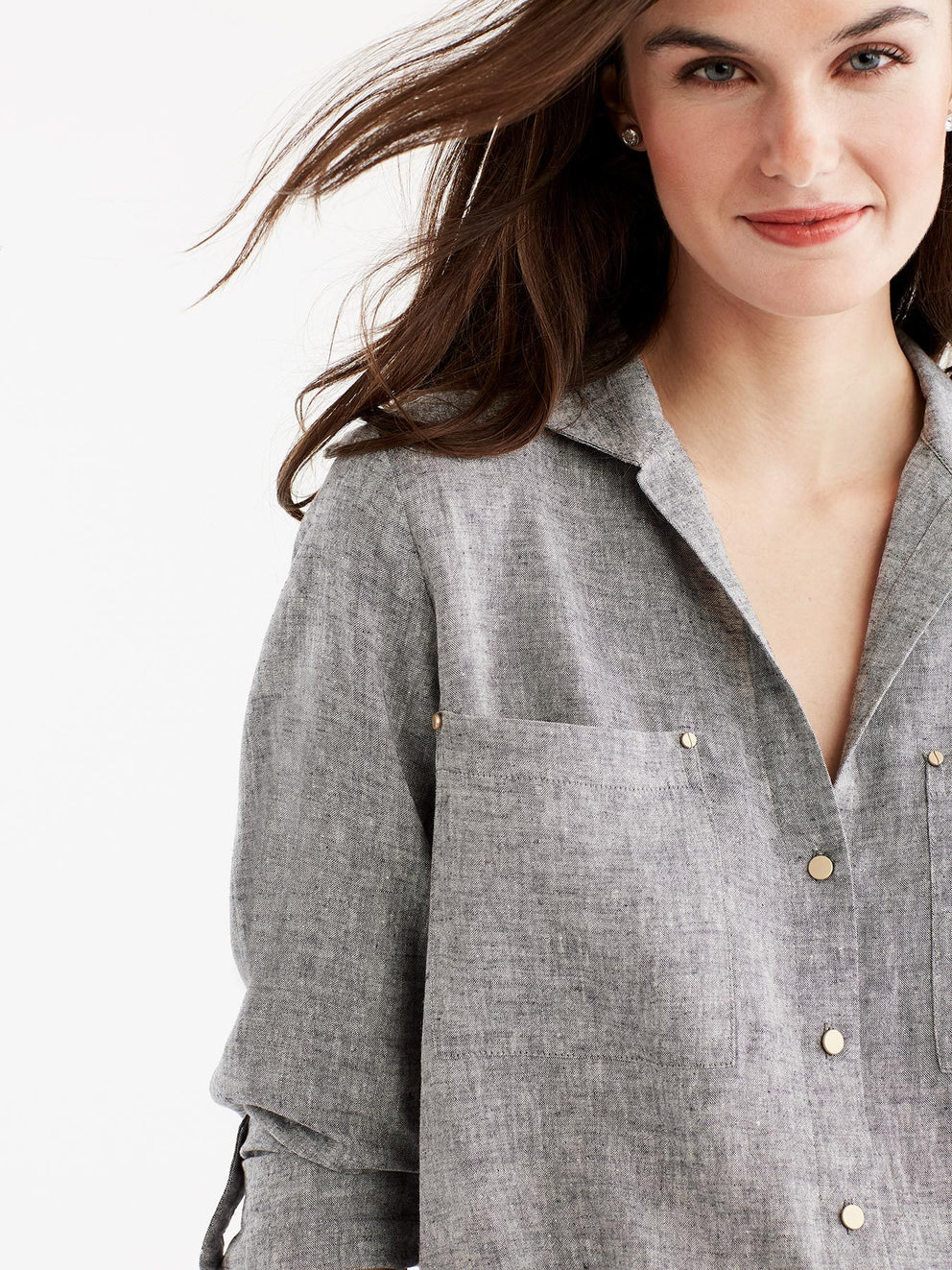 Stand Collar Shirt Color Indigo