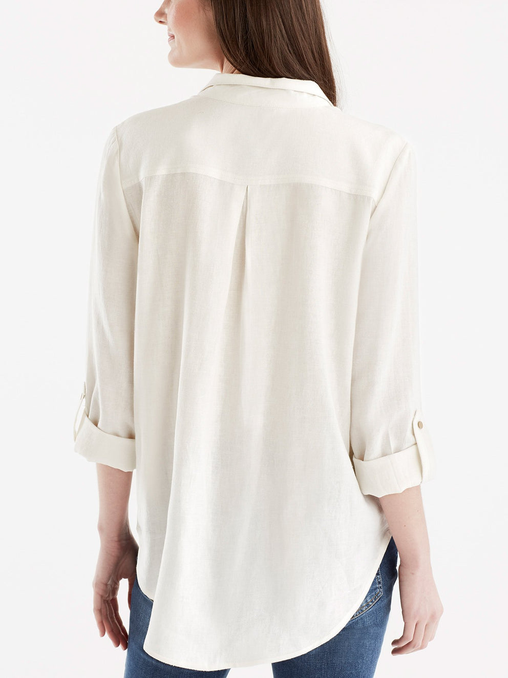 Stand Collar Shirt Color Ivory