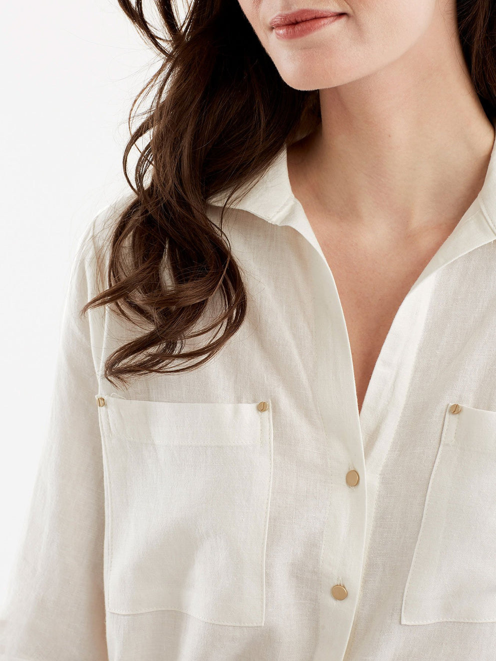 Stand Collar Shirt Color Ivory