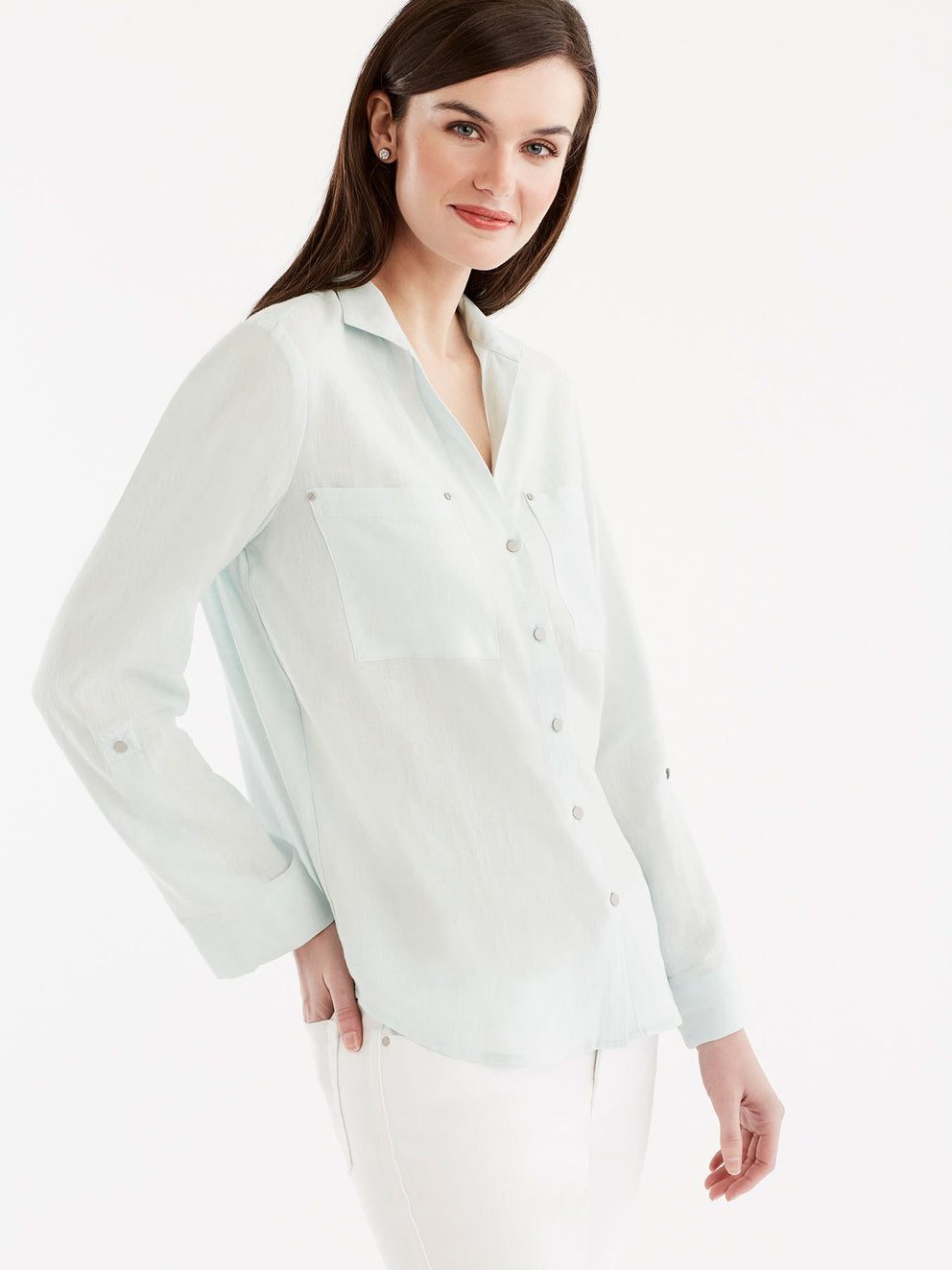 Stand Collar Shirt Color Peppermint