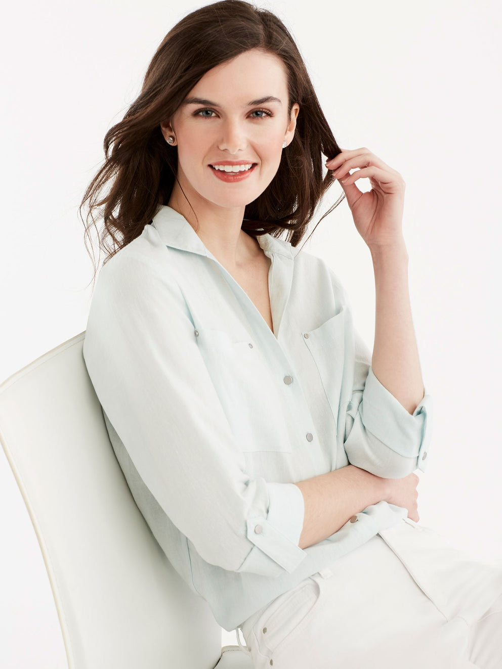 Stand Collar Shirt Color Peppermint