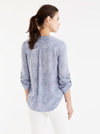 V-Neck Tie Dye Blouse Color Dusty Blue