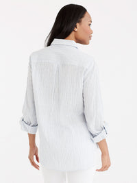 Pinstripe Roll Tab Shirt Color Celestial Blue
