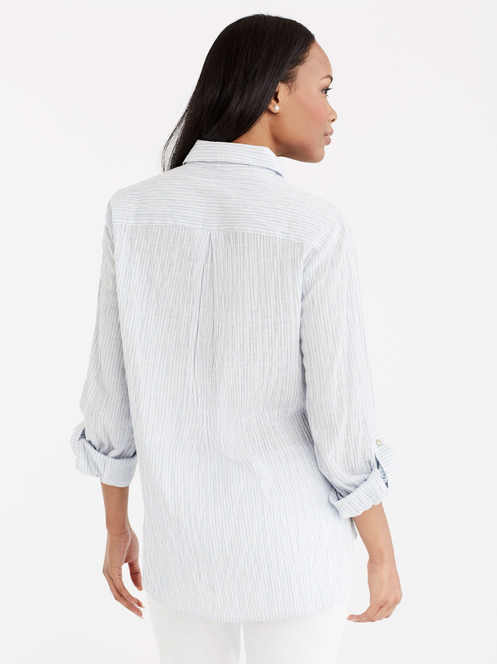 Pinstripe Roll Tab Shirt Color Celestial Blue