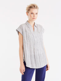 Pinstripe Popover Shirt Color Black