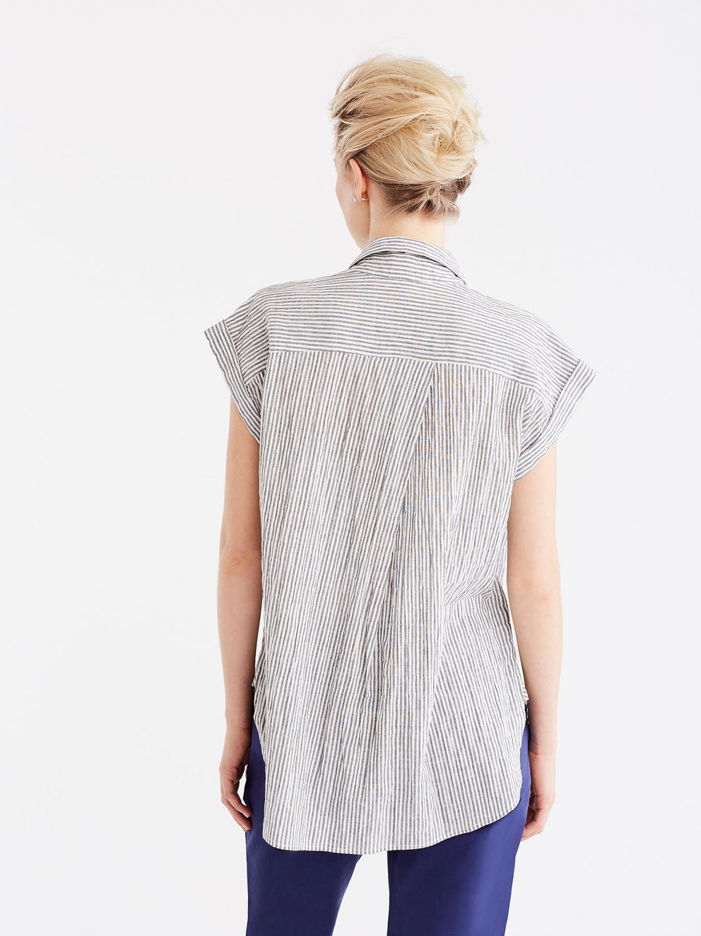 Pinstripe Popover Shirt Color Black