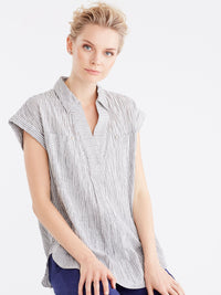 Pinstripe Popover Shirt Color Black