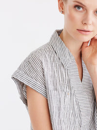 Pinstripe Popover Shirt Color Black