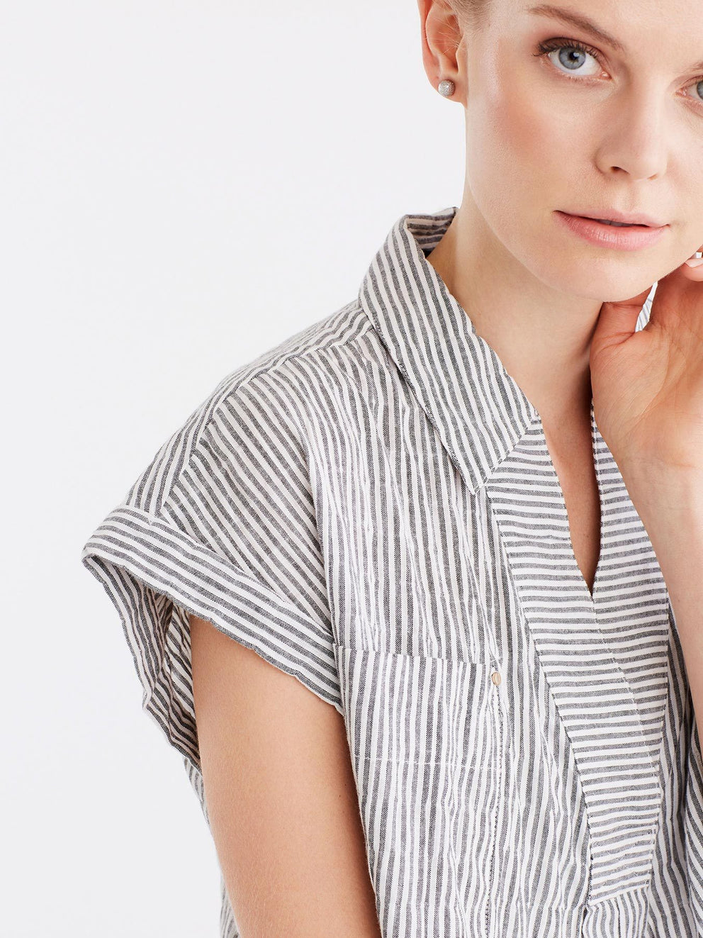 Pinstripe Popover Shirt Color Black