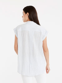Pinstripe Popover Shirt Color Celestial Blue