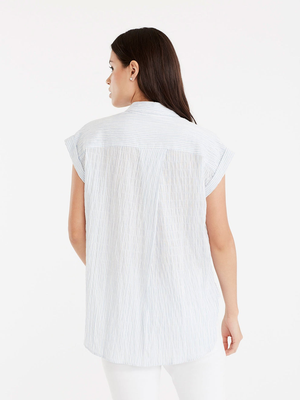 Pinstripe Popover Shirt Color Celestial Blue