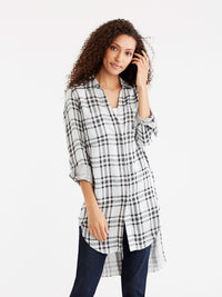 Longline Plaid Tunic Color Mint Combo
