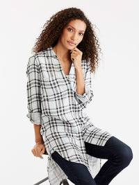 Longline Plaid Tunic Color Mint Combo