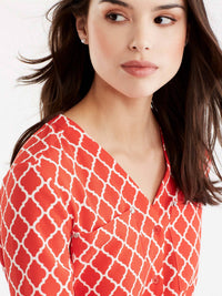 Arabesque Print Shirt, Plus Size Color Persimmon Combo 