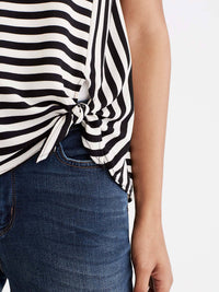 Stripe Tie Front Tee Color Black Stripe
