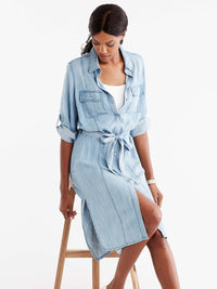 Chambray Shirt Dress Color Glacier