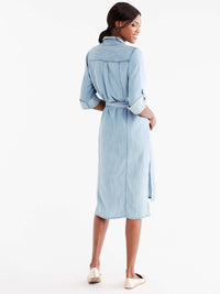 Chambray Shirt Dress Color Glacier