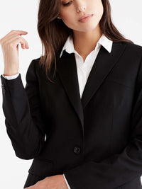 Black Washable One-Button Jacket Color Black