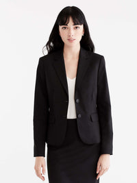 Washable Black Cropped Two-Button Jacket Color Black