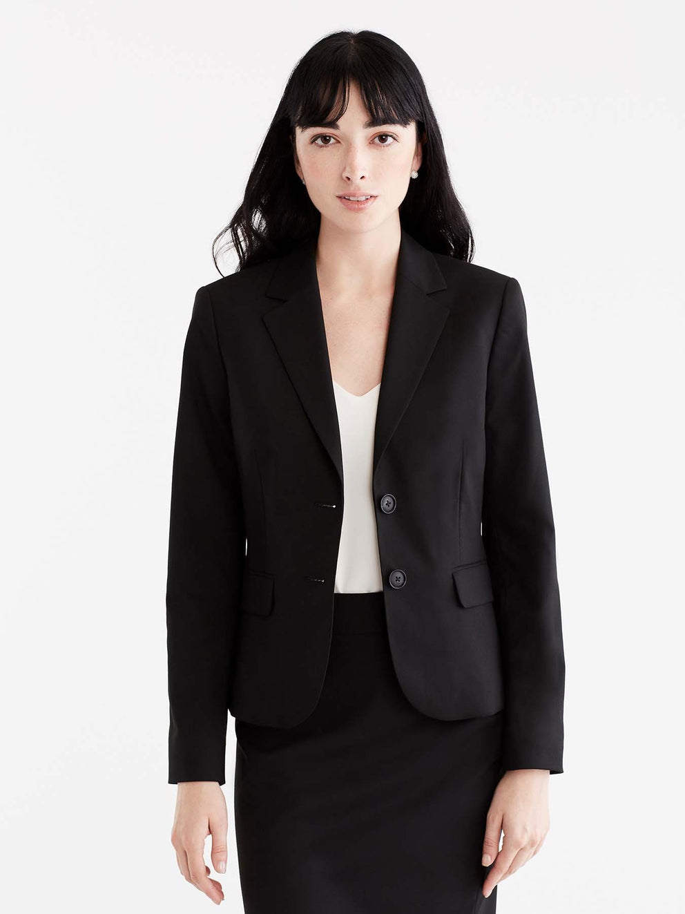 Washable Black Cropped Two-Button Jacket Color Black