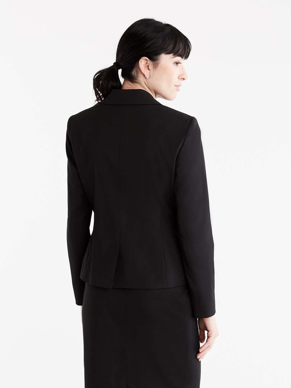 Washable Black Cropped Two-Button Jacket Color Black