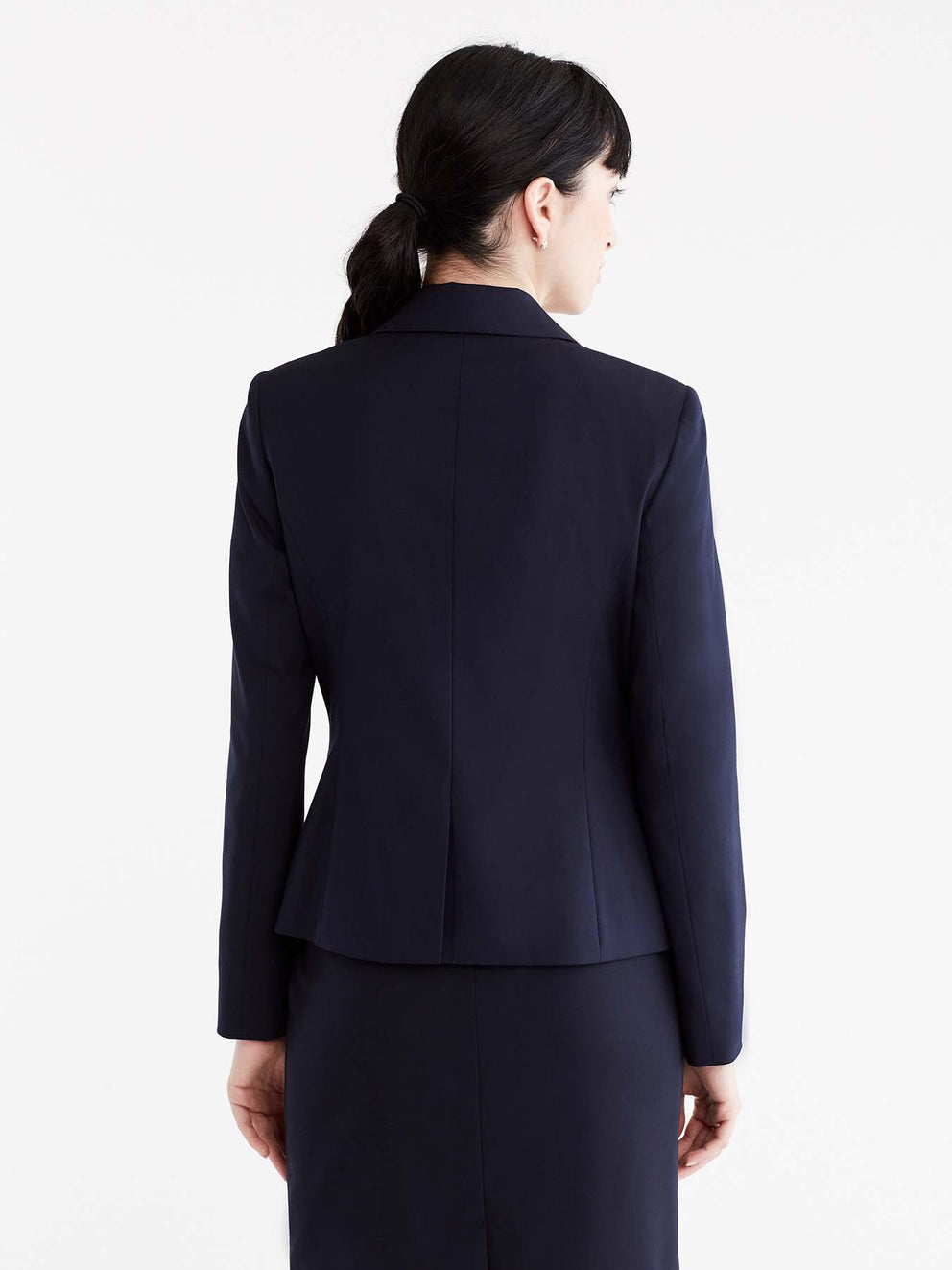 Washable Cropped Two-Button Jacket Color Navy