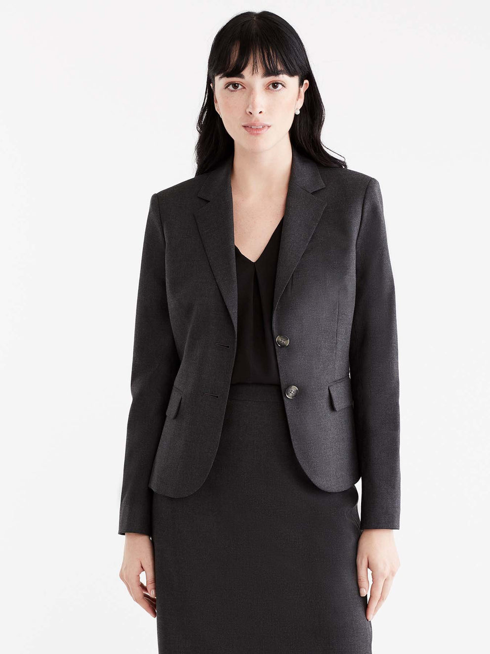 Washable Pewter Cropped Two-Button Jacket Color Grey