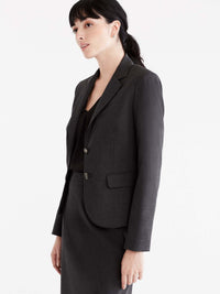 Washable Pewter Cropped Two-Button Jacket Color Grey